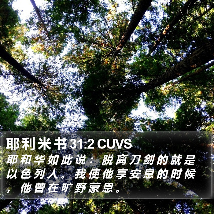 耶 利 米 书 31:2 CUVS Bible Study