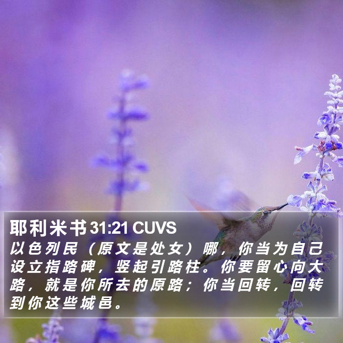 耶 利 米 书 31:21 CUVS Bible Study