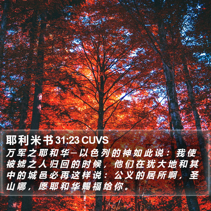 耶 利 米 书 31:23 CUVS Bible Study