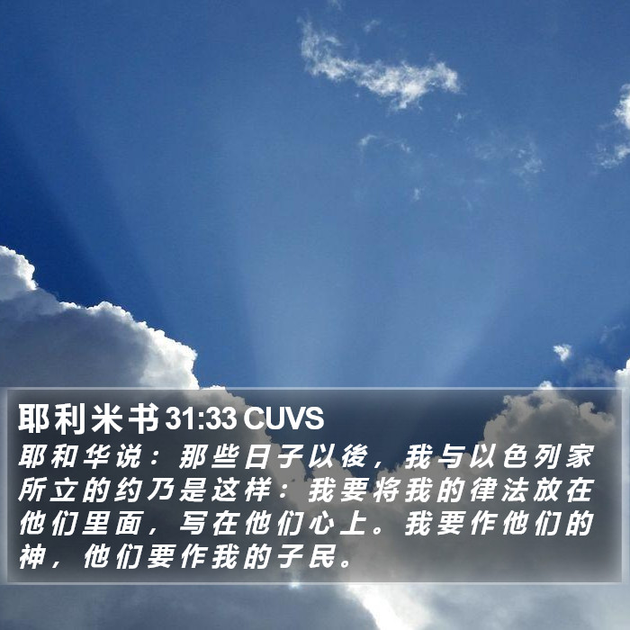 耶 利 米 书 31:33 CUVS Bible Study