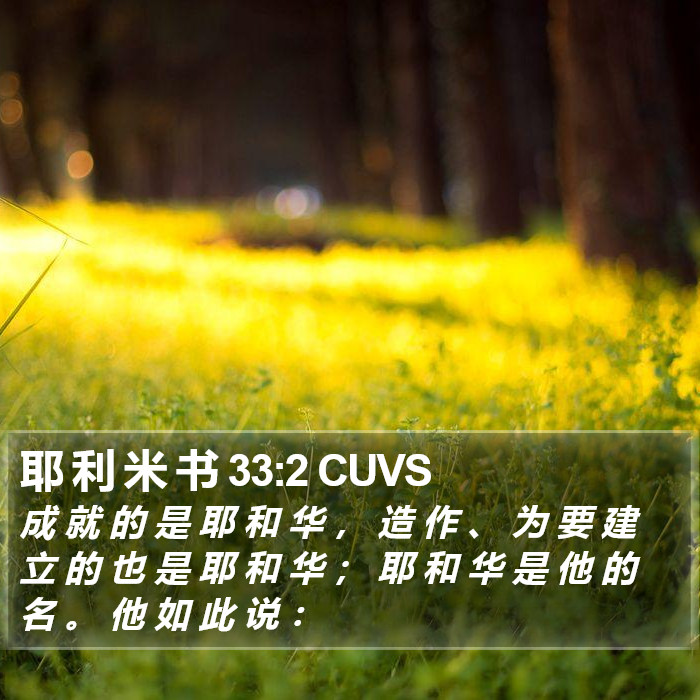 耶 利 米 书 33:2 CUVS Bible Study