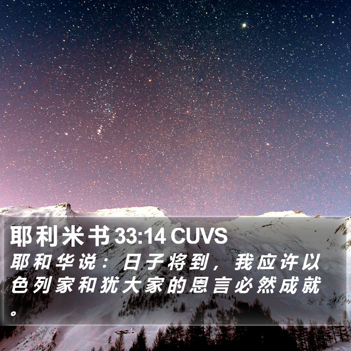 耶 利 米 书 33:14 CUVS Bible Study