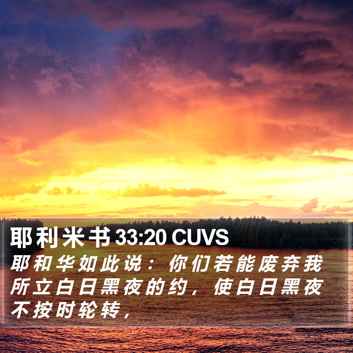 耶 利 米 书 33:20 CUVS Bible Study