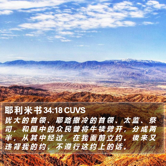 耶 利 米 书 34:18 CUVS Bible Study