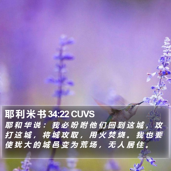 耶 利 米 书 34:22 CUVS Bible Study