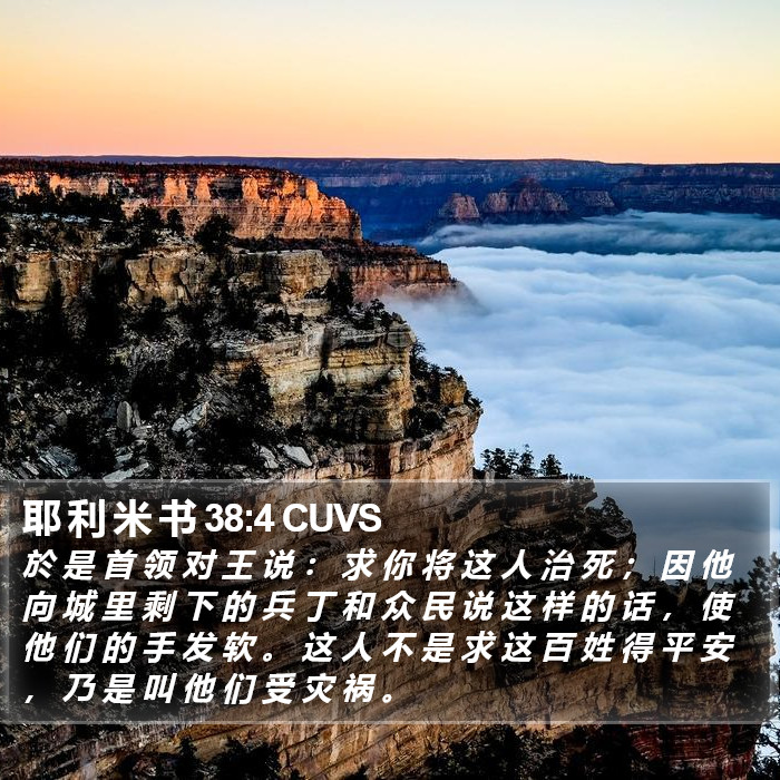 耶 利 米 书 38:4 CUVS Bible Study