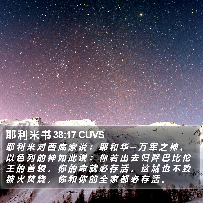耶 利 米 书 38:17 CUVS Bible Study
