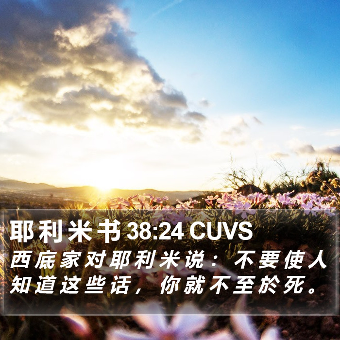 耶 利 米 书 38:24 CUVS Bible Study