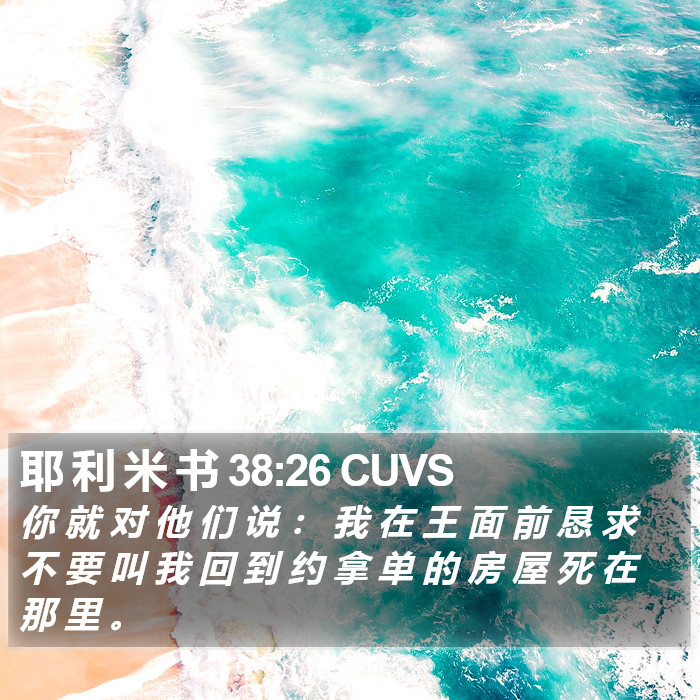 耶 利 米 书 38:26 CUVS Bible Study
