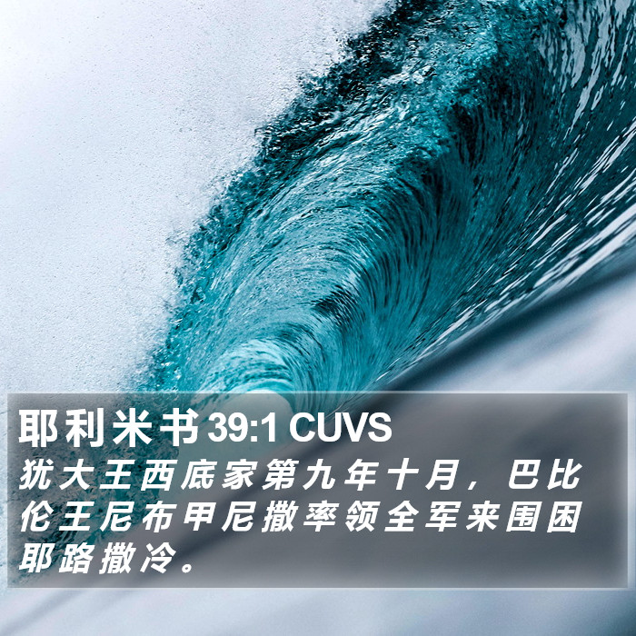 耶 利 米 书 39:1 CUVS Bible Study