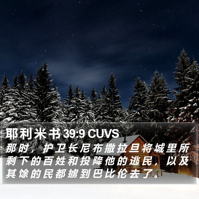 耶 利 米 书 39:9 CUVS Bible Study