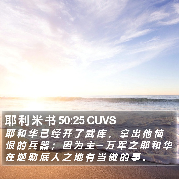 耶 利 米 书 50:25 CUVS Bible Study