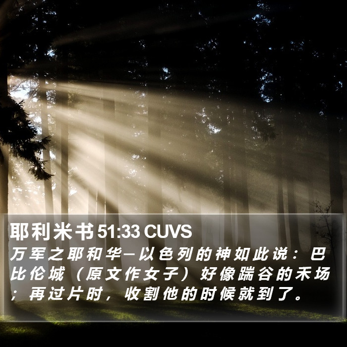 耶 利 米 书 51:33 CUVS Bible Study