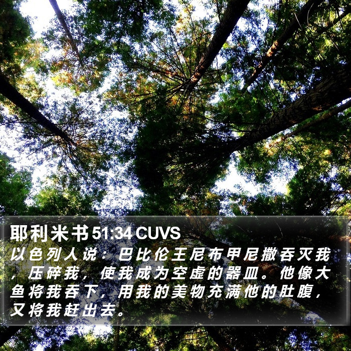 耶 利 米 书 51:34 CUVS Bible Study