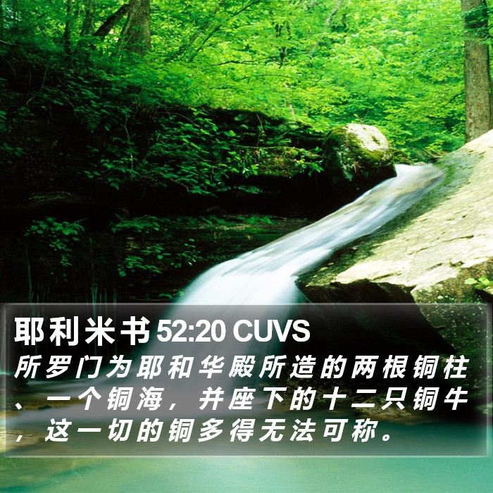 耶 利 米 书 52:20 CUVS Bible Study