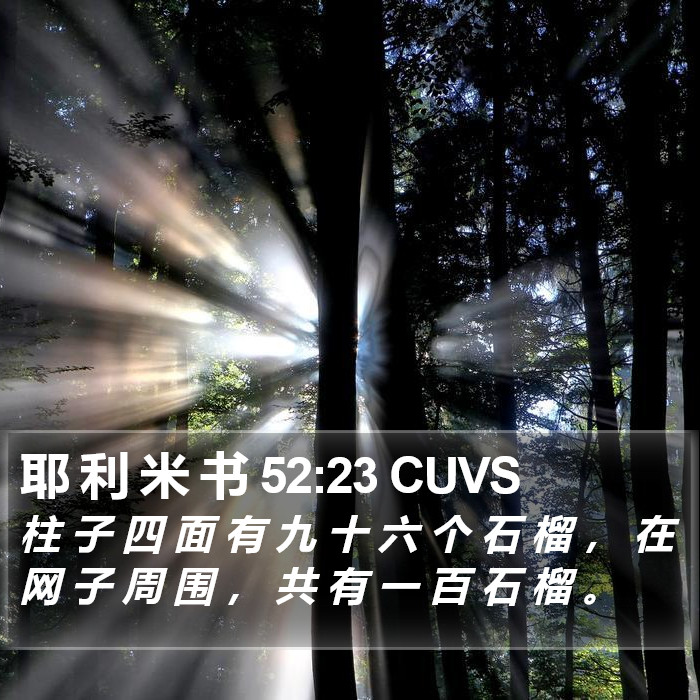 耶 利 米 书 52:23 CUVS Bible Study