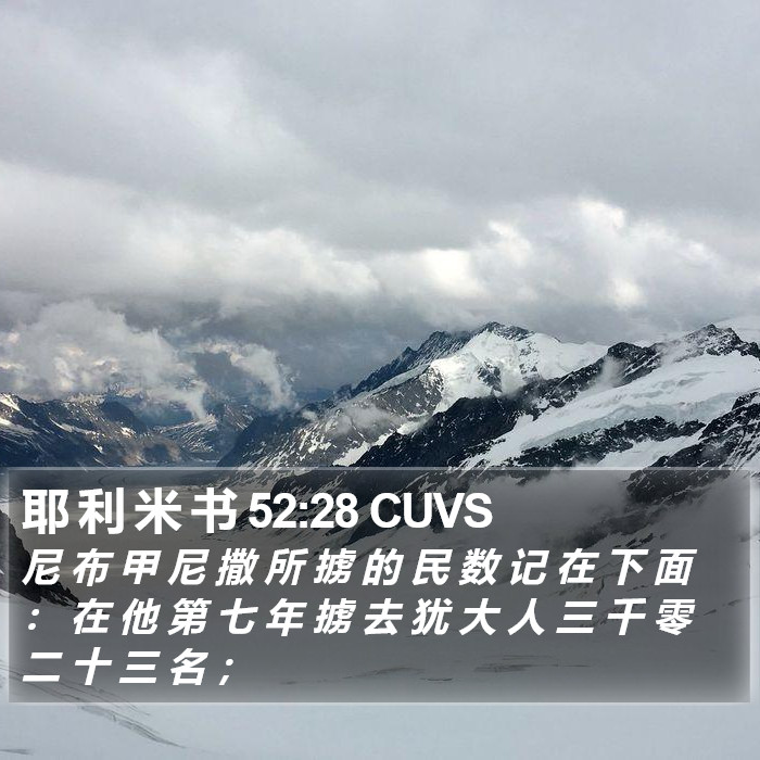 耶 利 米 书 52:28 CUVS Bible Study