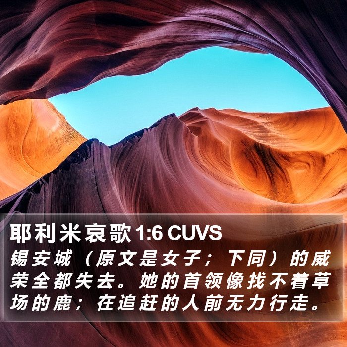 耶 利 米 哀 歌 1:6 CUVS Bible Study