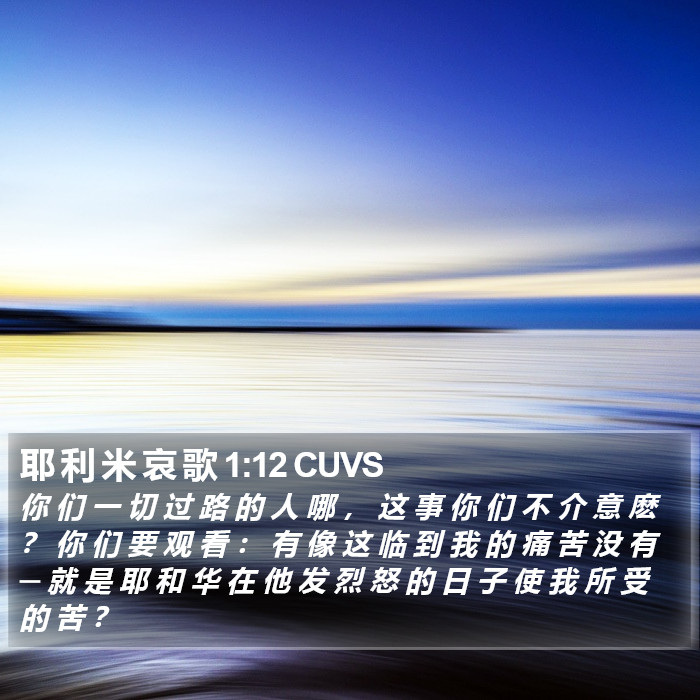 耶 利 米 哀 歌 1:12 CUVS Bible Study