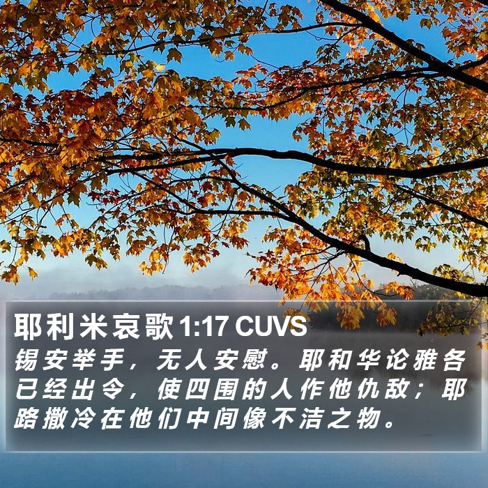 耶 利 米 哀 歌 1:17 CUVS Bible Study