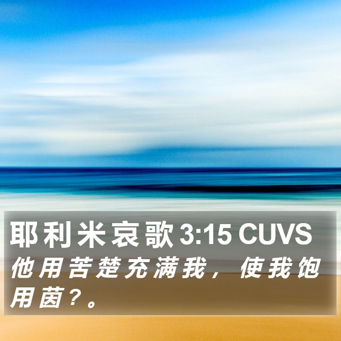 耶 利 米 哀 歌 3:15 CUVS Bible Study