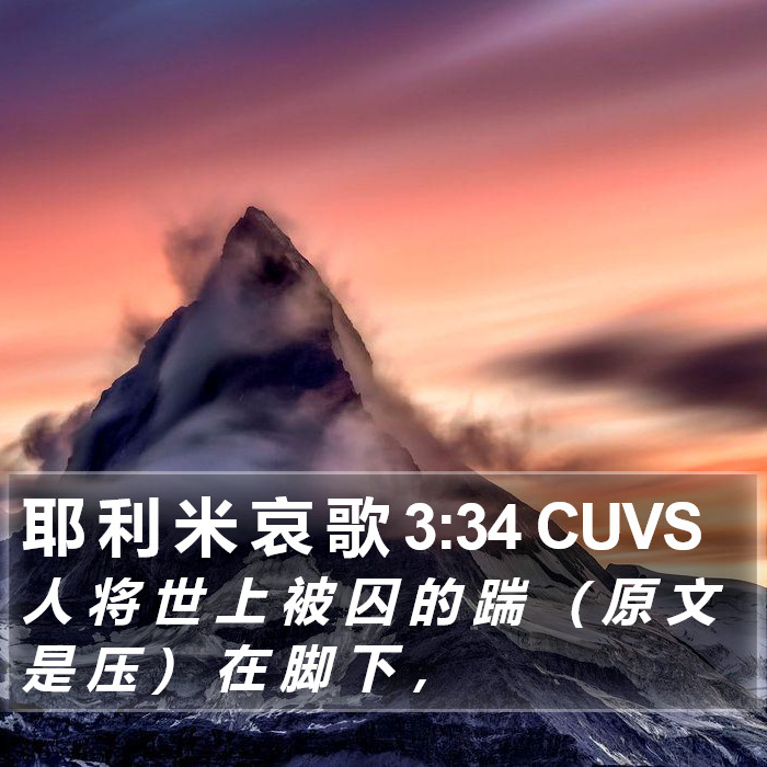 耶 利 米 哀 歌 3:34 CUVS Bible Study