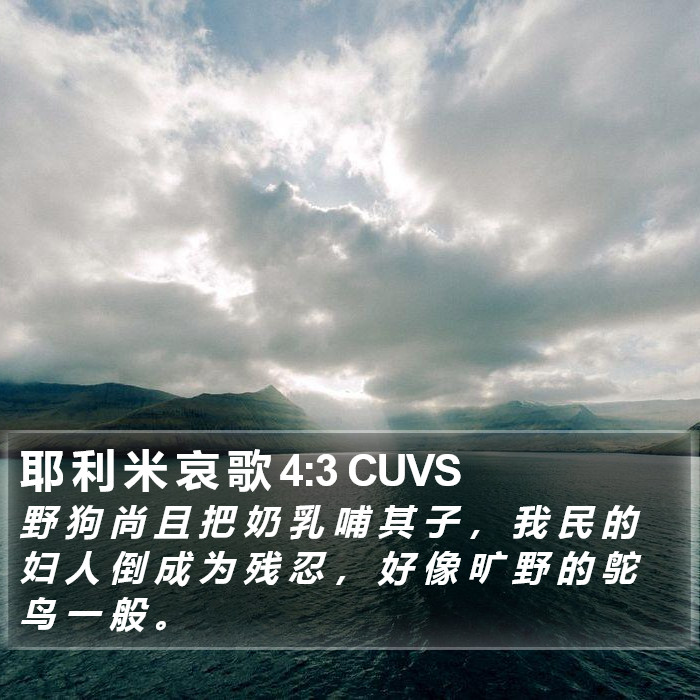 耶 利 米 哀 歌 4:3 CUVS Bible Study