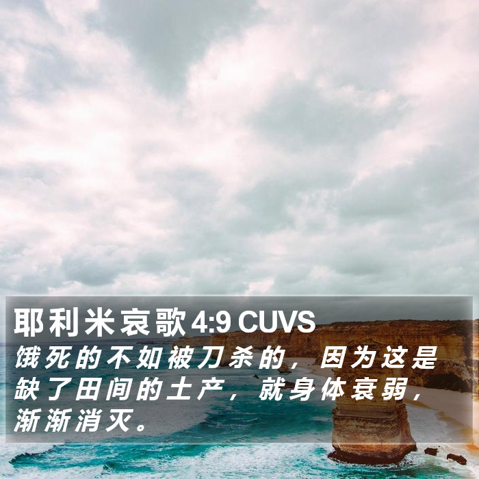 耶 利 米 哀 歌 4:9 CUVS Bible Study