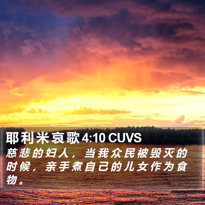 耶 利 米 哀 歌 4:10 CUVS Bible Study