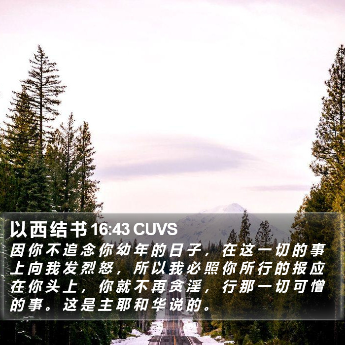 以 西 结 书 16:43 CUVS Bible Study