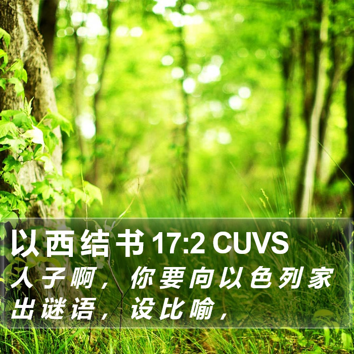 以 西 结 书 17:2 CUVS Bible Study