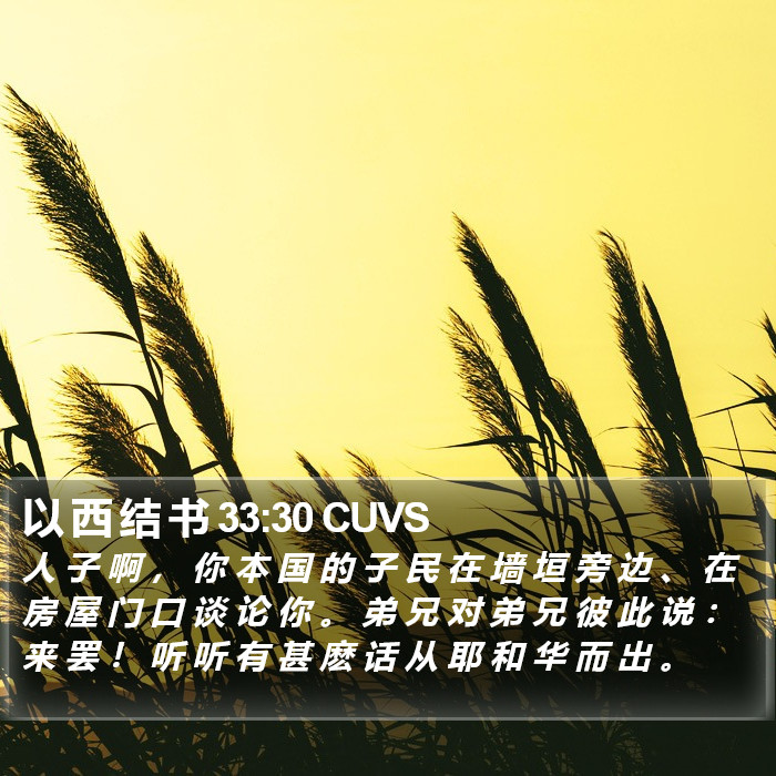 以 西 结 书 33:30 CUVS Bible Study