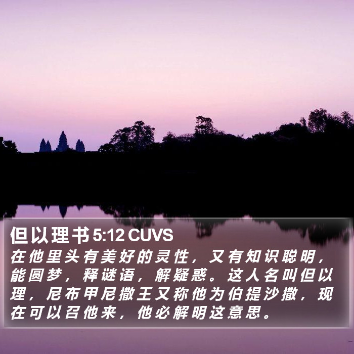 但 以 理 书 5:12 CUVS Bible Study