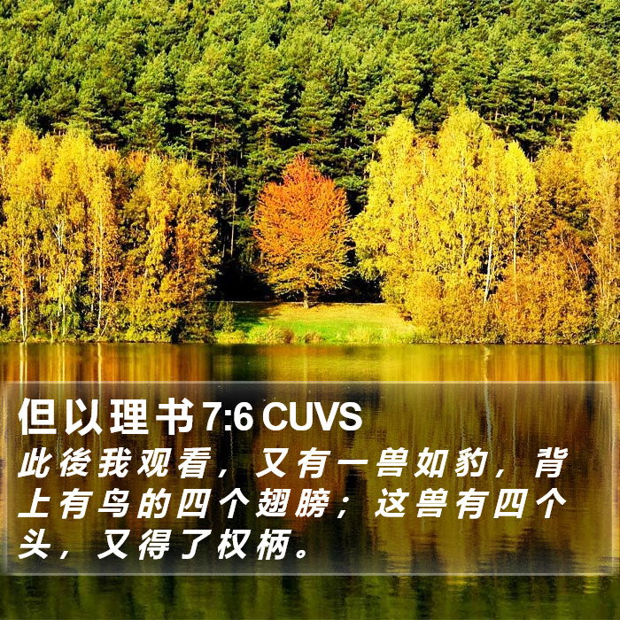 但 以 理 书 7:6 CUVS Bible Study