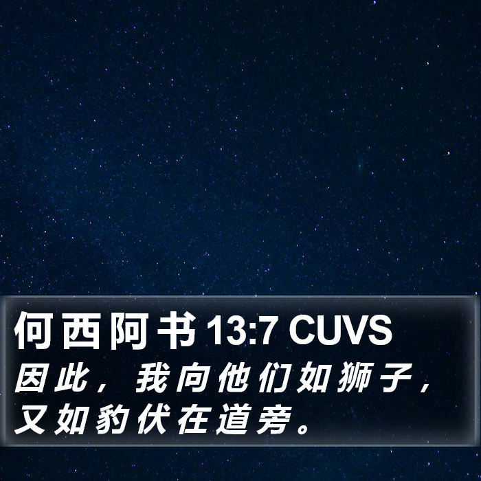 何 西 阿 书 13:7 CUVS Bible Study