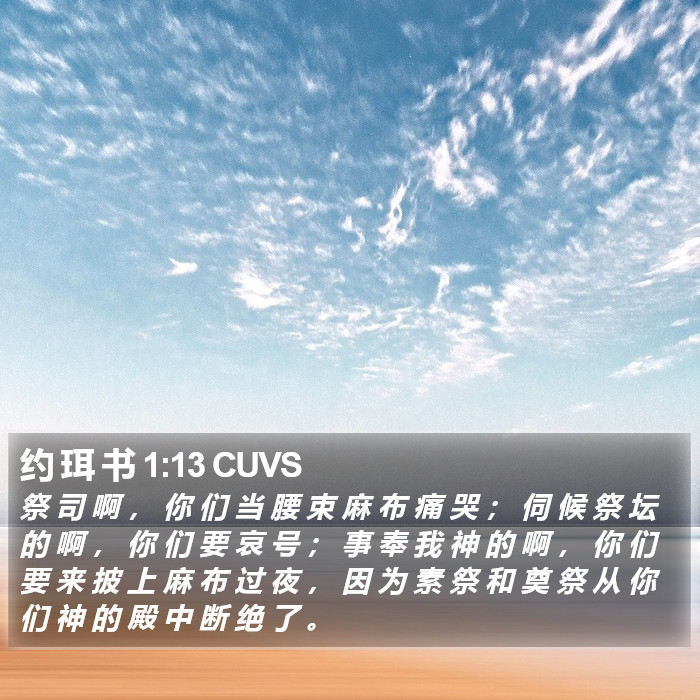 约 珥 书 1:13 CUVS Bible Study