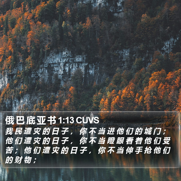 俄 巴 底 亚 书 1:13 CUVS Bible Study