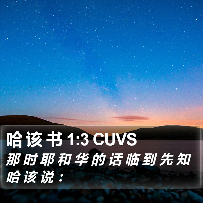 哈 该 书 1:3 CUVS Bible Study