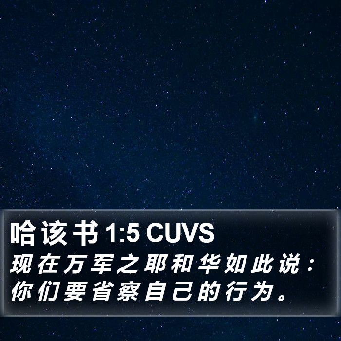 哈 该 书 1:5 CUVS Bible Study