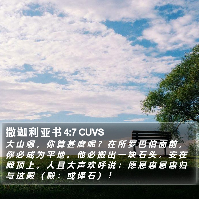 撒 迦 利 亚 书 4:7 CUVS Bible Study