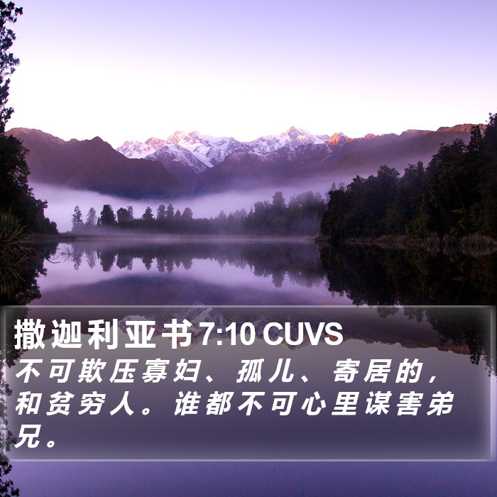 撒 迦 利 亚 书 7:10 CUVS Bible Study