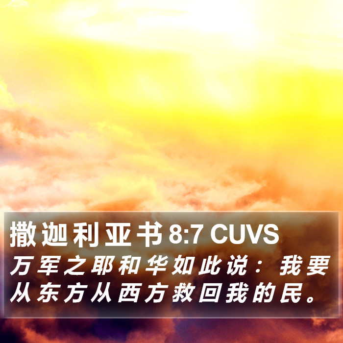撒 迦 利 亚 书 8:7 CUVS Bible Study