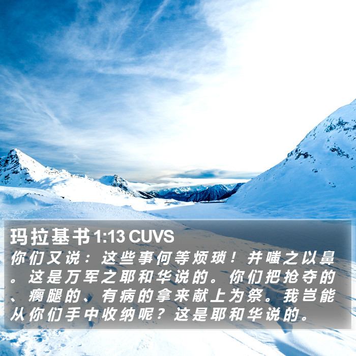 玛 拉 基 书 1:13 CUVS Bible Study