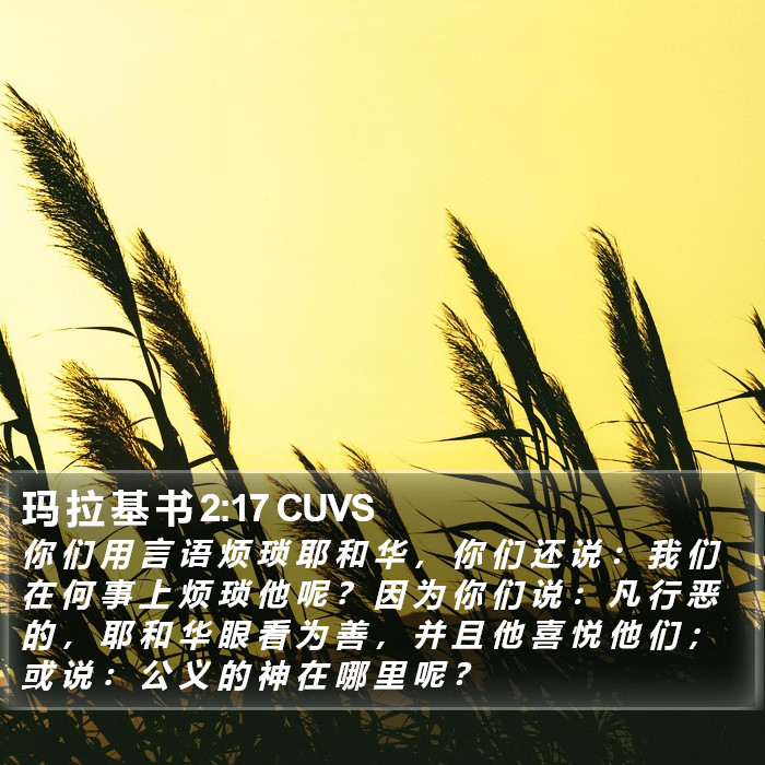 玛 拉 基 书 2:17 CUVS Bible Study