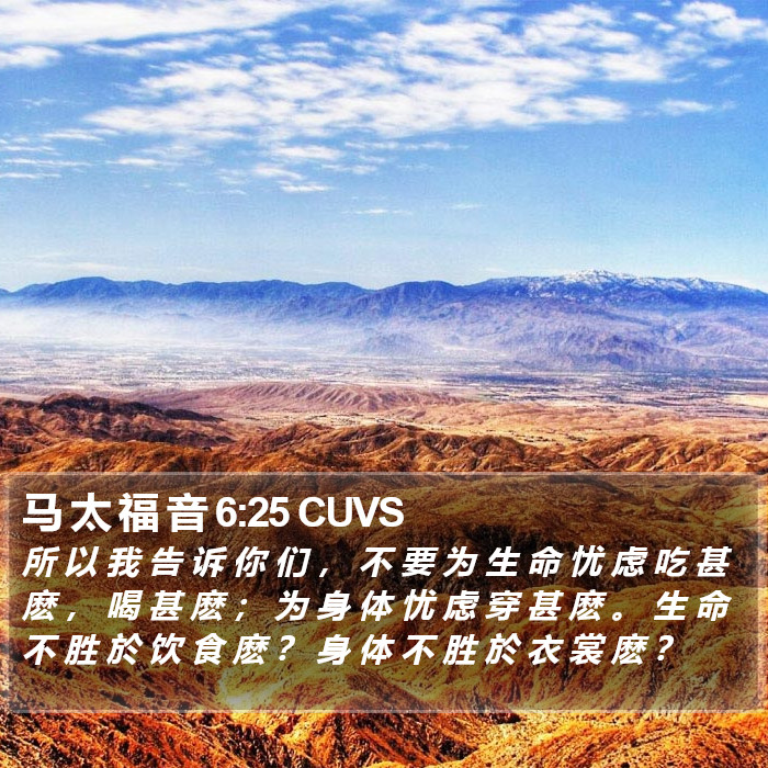 马 太 福 音 6:25 CUVS Bible Study