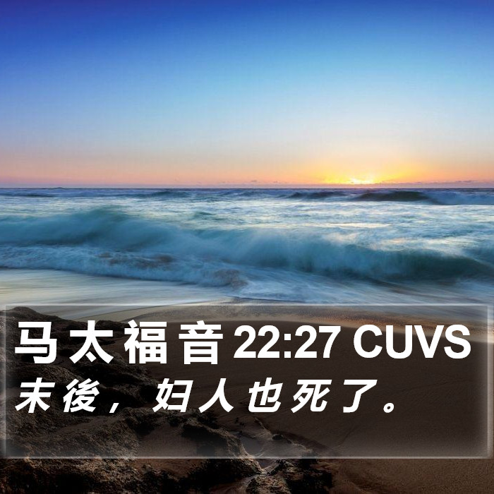 马 太 福 音 22:27 CUVS Bible Study