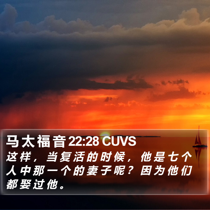 马 太 福 音 22:28 CUVS Bible Study