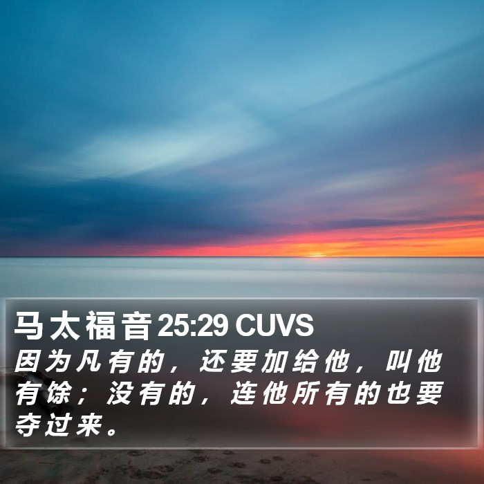 马 太 福 音 25:29 CUVS Bible Study