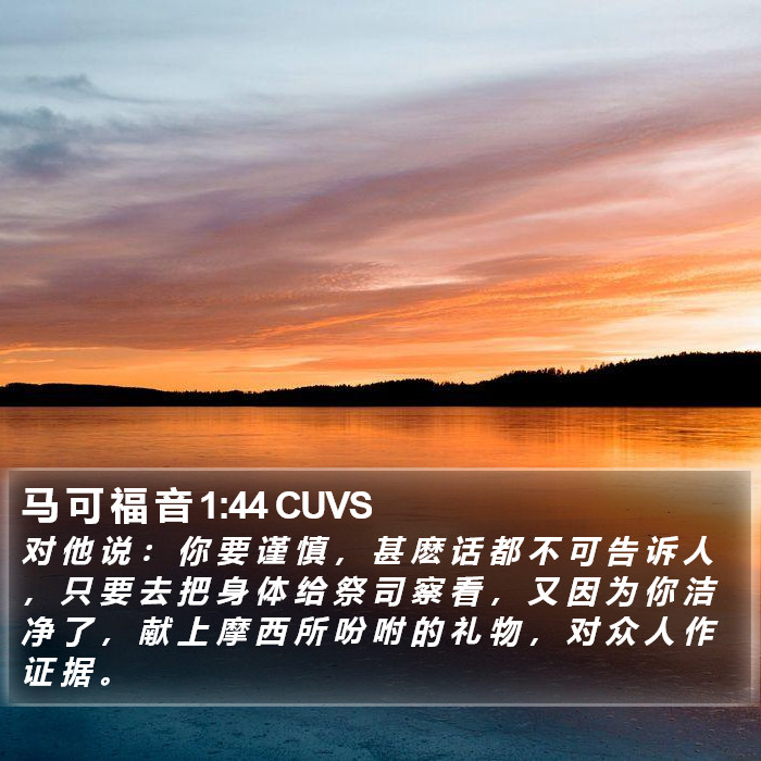 马 可 福 音 1:44 CUVS Bible Study