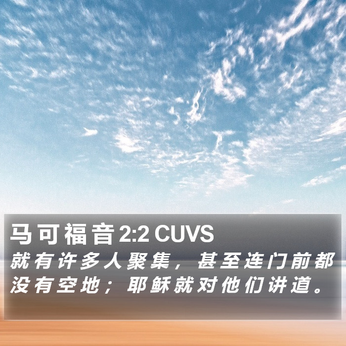 马 可 福 音 2:2 CUVS Bible Study